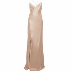 NWT MICHELLE MASON GOWN GOLD 100% Silk